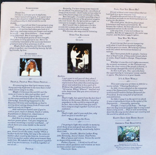 Barbra Streisand : One Voice (LP,Album,Stereo)