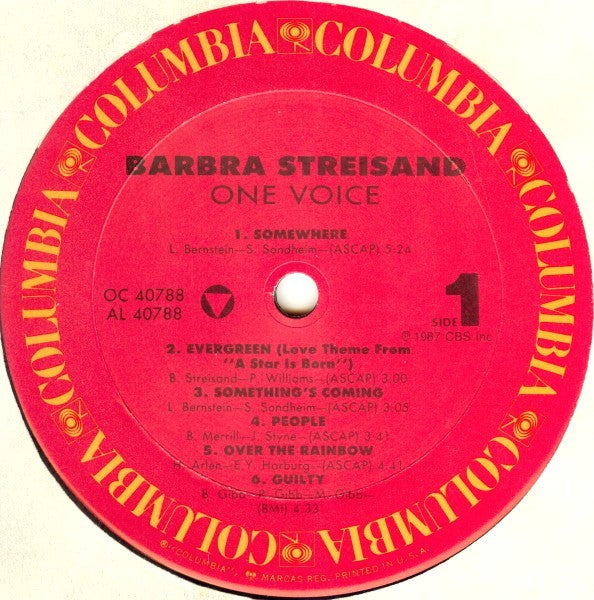 Barbra Streisand : One Voice (LP,Album,Stereo)