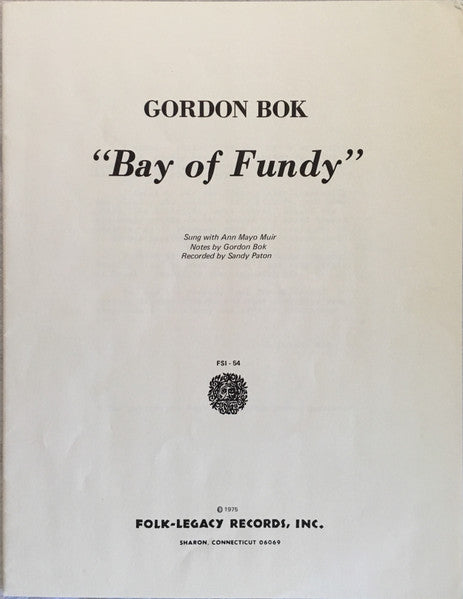 Gordon Bok : Bay Of Fundy (LP,Album,Stereo)