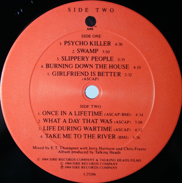 Talking Heads : Stop Making Sense (LP,Album,Club Edition,Stereo)