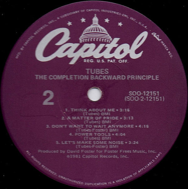 Tubes, The : The Completion Backward Principle (LP,Album)