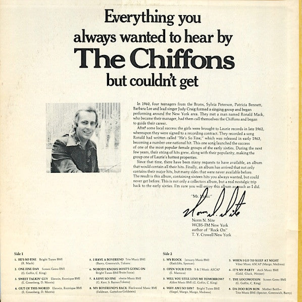Chiffons, The : Everything You Always Wanted To Hear By The Chiffons But Couldn't Get (LP,Mono,Compilation)