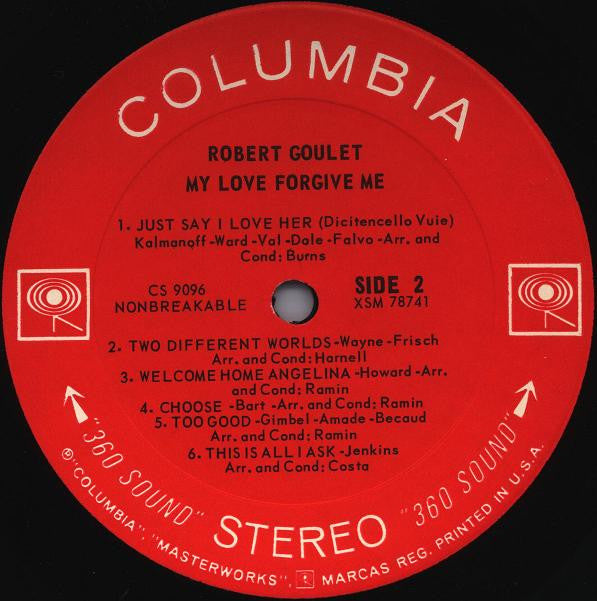 Robert Goulet : My Love Forgive Me (LP,Album,Stereo)