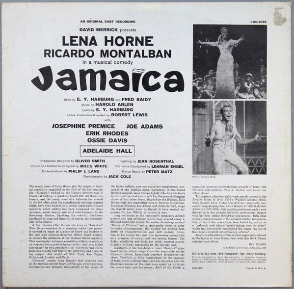 Lena Horne And Ricardo Montalban : Jamaica (LP,Mono)