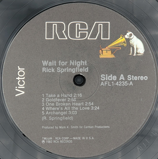 Rick Springfield : Wait For Night (LP,Album,Reissue,Stereo)