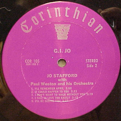 Jo Stafford With Paul Weston And His Orchestra : G. I. Jo (LP,Album,Compilation)