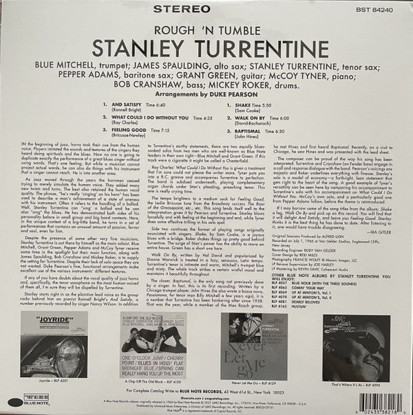 Stanley Turrentine : Rough 'N Tumble (LP,Album,Reissue,Stereo)