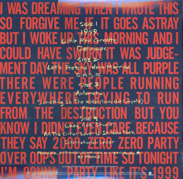 Prince : 1999 (LP,Album,Reissue,Remastered)