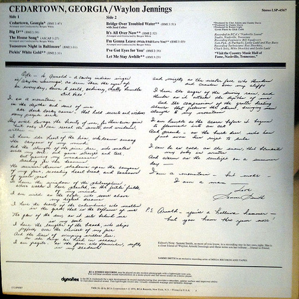 Waylon Jennings : Cedartown, Georgia (LP,Album)