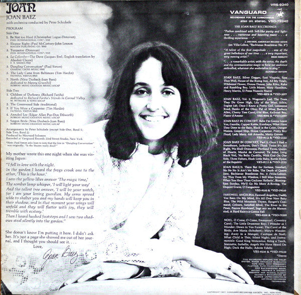 Joan Baez : Joan (LP,Album,Stereo)