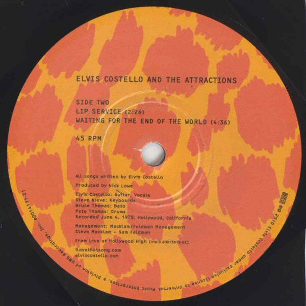 Elvis Costello & The Attractions : Live At Hollywood High (7",45 RPM,Record Store Day,Limited Edition,Numbered)