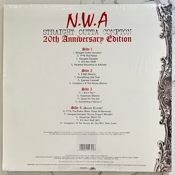 N.W.A. : Straight Outta Compton (20th Anniversary Edition) (LP,Album,Reissue,Remastered)