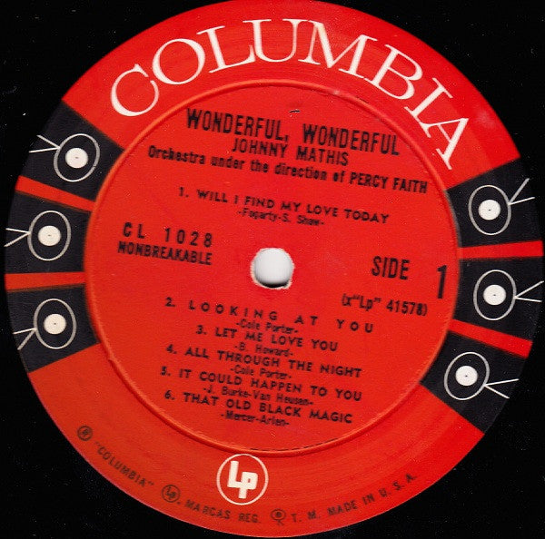 Johnny Mathis : Wonderful! Wonderful! (LP,Album,Mono)