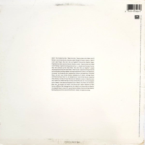 Pet Shop Boys : Please (LP,Album,Stereo)
