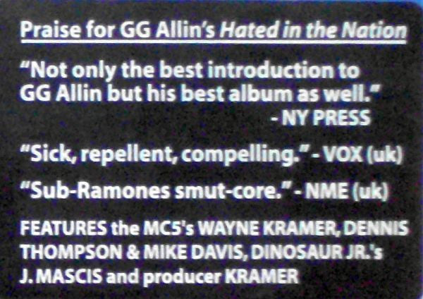 GG Allin : Hated In The Nation (LP,Reissue)