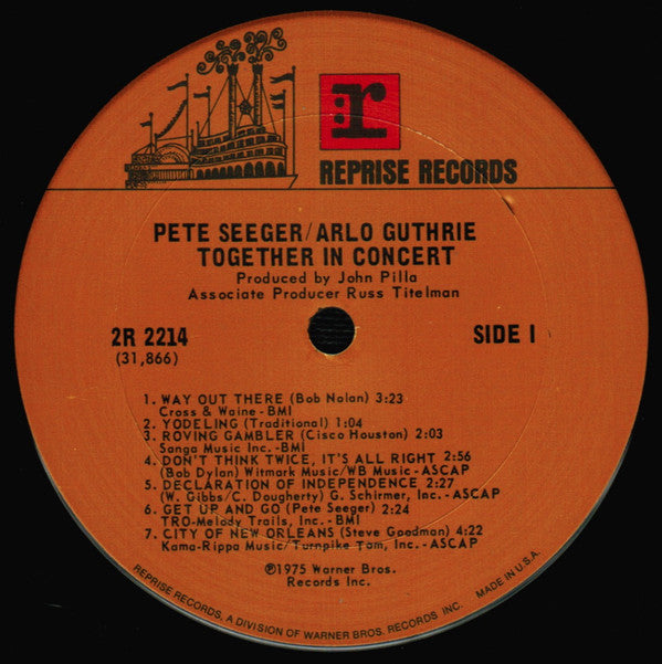 Pete Seeger & Arlo Guthrie : Pete Seeger & Arlo Guthrie Together In Concert (LP,Album)