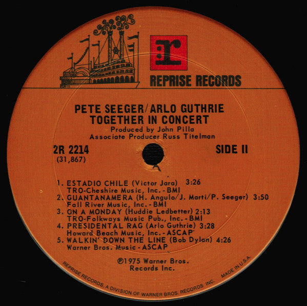 Pete Seeger & Arlo Guthrie : Pete Seeger & Arlo Guthrie Together In Concert (LP,Album)