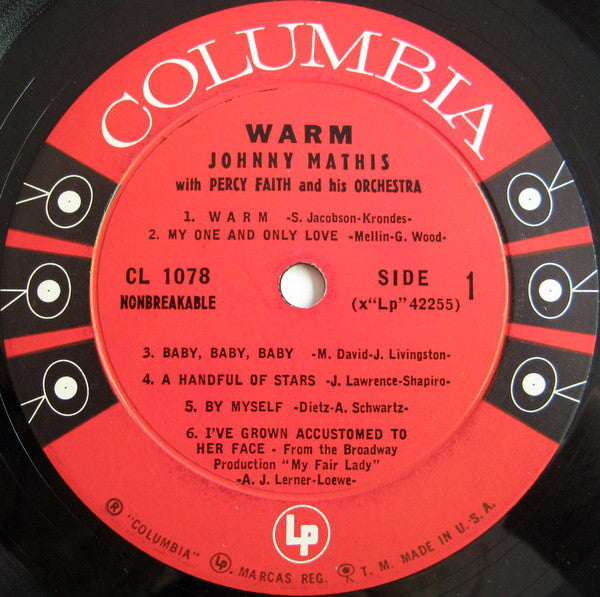 Johnny Mathis With Percy Faith & His Orchestra : Warm (LP,Album,Mono)