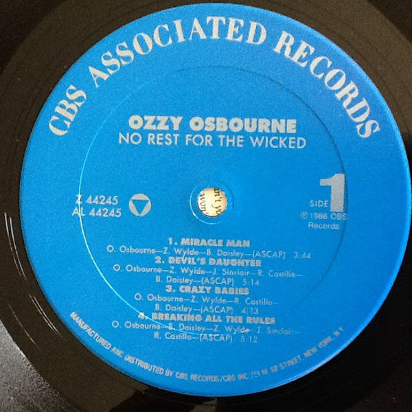 Ozzy Osbourne : No Rest For The Wicked (LP,Album)