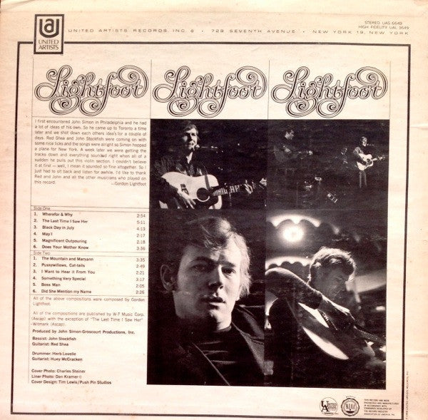 Gordon Lightfoot : Did She Mention My Name (LP,Album,Stereo)
