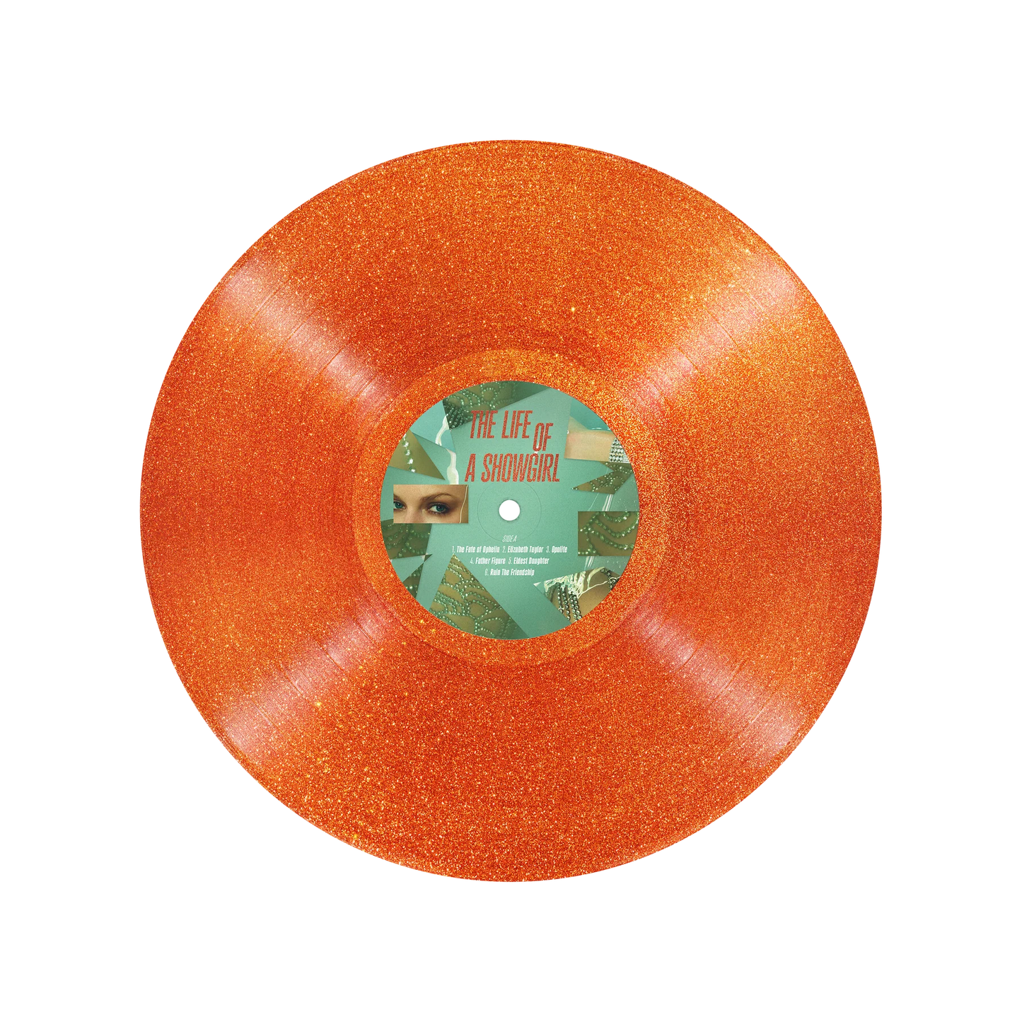 Taylor Swift The Life of a Showgirl: Sweat and Vanilla Perfume Portofino Orange Glitter Vinyl