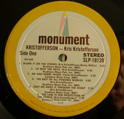 Kris Kristofferson : Kristofferson (LP,Album)
