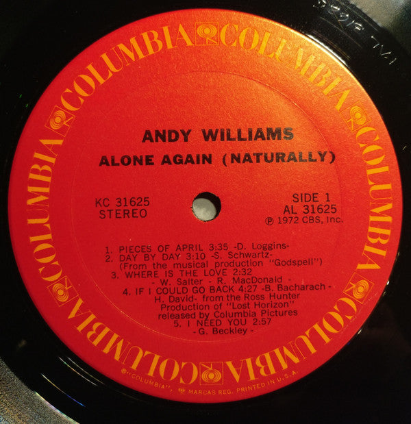 Andy Williams : Alone Again (Naturally) (LP,Album,Stereo)
