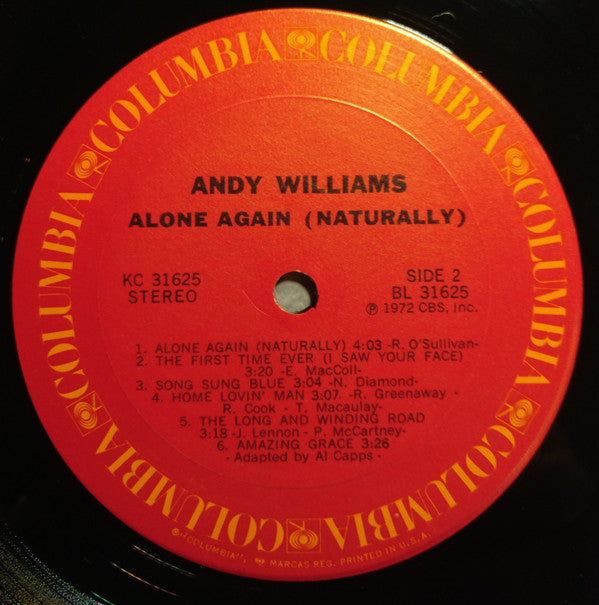 Andy Williams : Alone Again (Naturally) (LP,Album,Stereo)