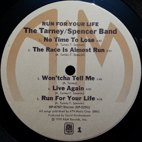 Tarney/Spencer Band, The : Run For Your Life (LP,Album)