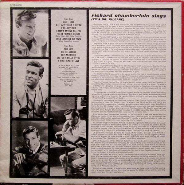 Richard Chamberlain : Richard Chamberlain Sings (LP,Album,Mono)