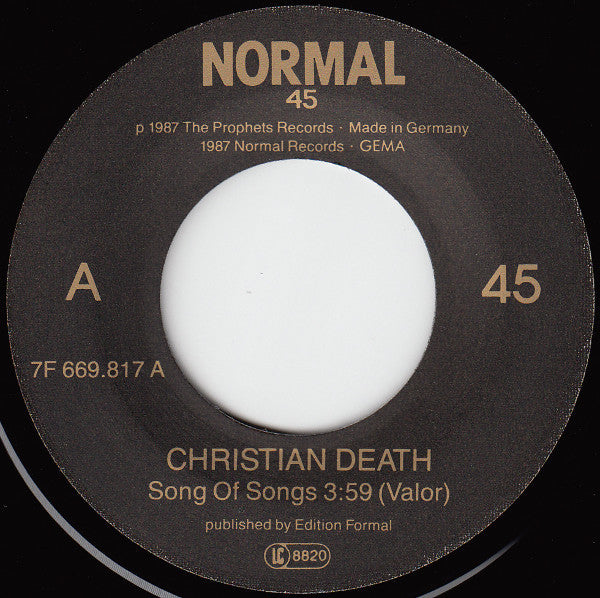 Christian Death : Sick Of Love (7",45 RPM)