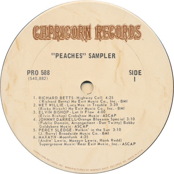 Various : Peaches (LP,Compilation,Sampler,Stereo)