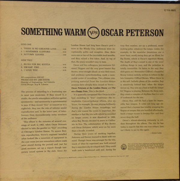 Oscar Peterson : Something Warm (LP,Stereo,Album)