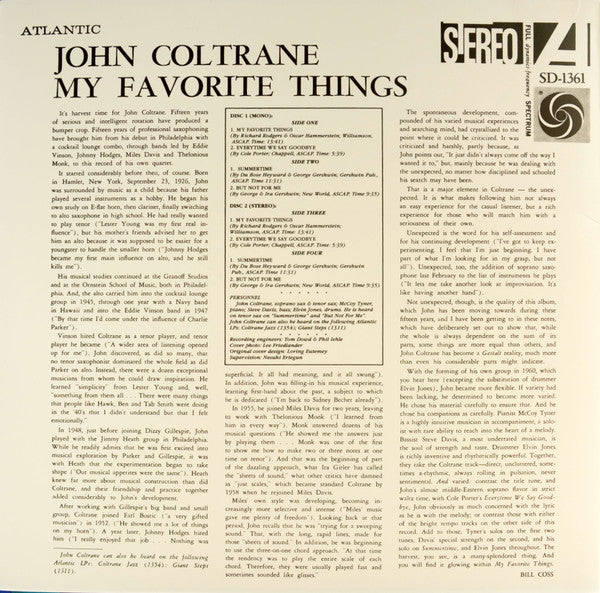 John Coltrane : My Favorite Things (LP,Album,Reissue,Remastered,Mono)
