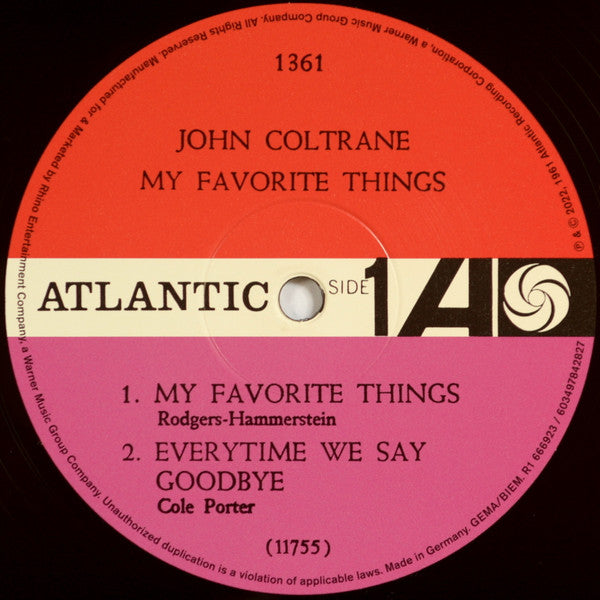John Coltrane : My Favorite Things (LP,Album,Reissue,Remastered,Mono)