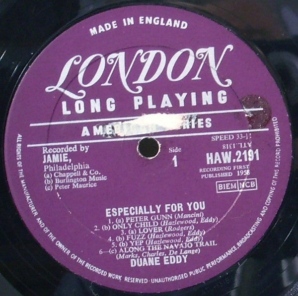 Duane Eddy And The Rebels : Especially For You (LP,Album,Mono)