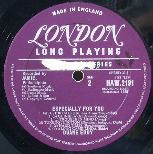 Duane Eddy And The Rebels : Especially For You (LP,Album,Mono)