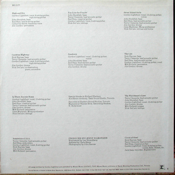 Gordon Lightfoot : Sundown (LP,Album,Stereo)