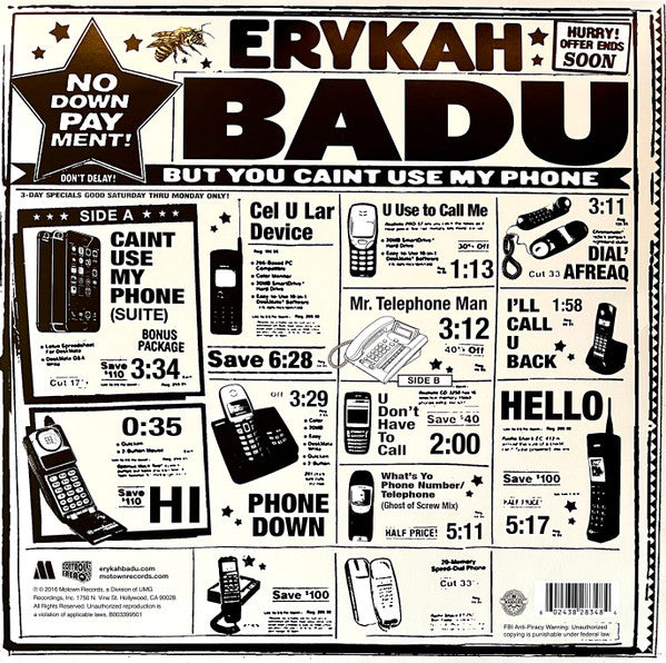 Erykah Badu : But You Caint Use My Phone (LP,Limited Edition,Mixtape)