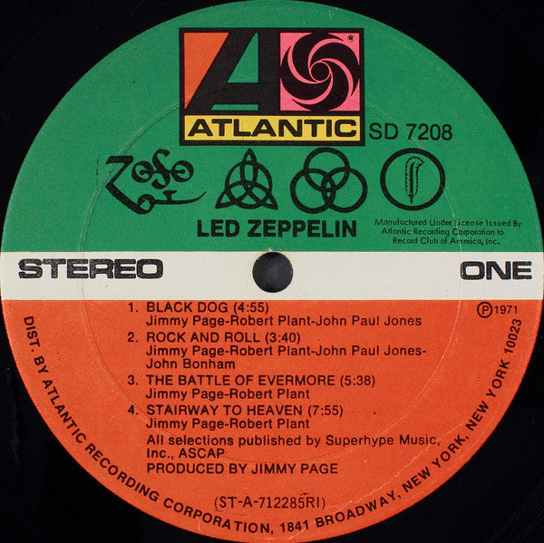 Led Zeppelin : Untitled (LP,Album,Club Edition)