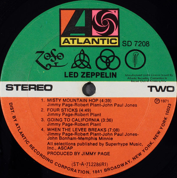 Led Zeppelin : Untitled (LP,Album,Club Edition)