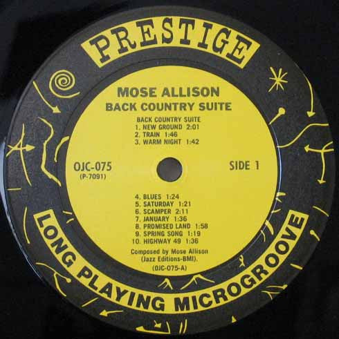 Mose Allison : Back Country Suite For Piano, Bass And Drums (LP,Album,Reissue)