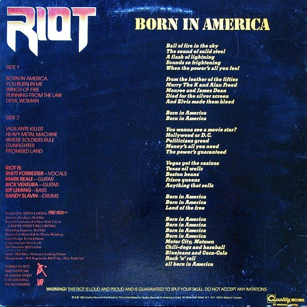 Riot (4) : Born In America (LP,Album)
