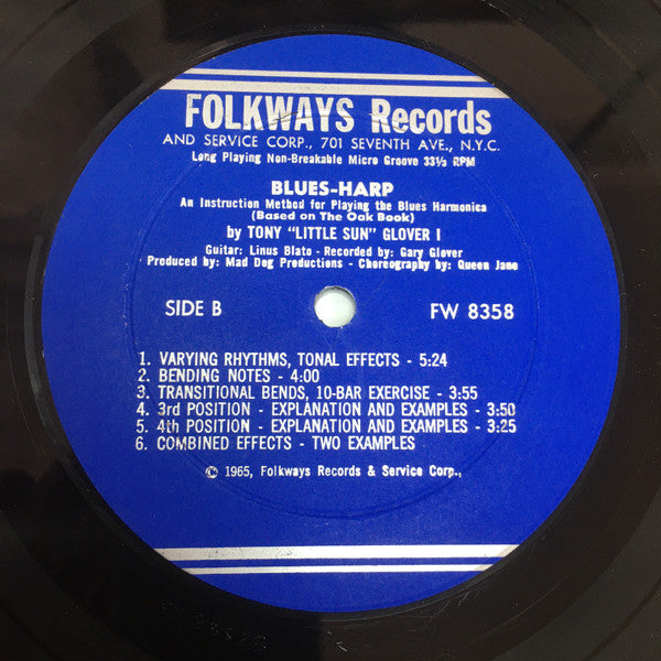 Tony Glover : Blues-Harp (An Instruction Method For Playing The Blues Harmonica) (LP)
