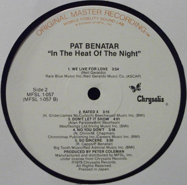 Pat Benatar : In The Heat Of The Night (LP,Album,Remastered,Stereo)