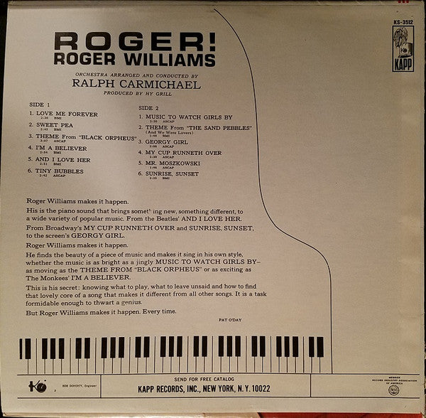 Roger Williams (2) : Roger! (LP,Album,Stereo)