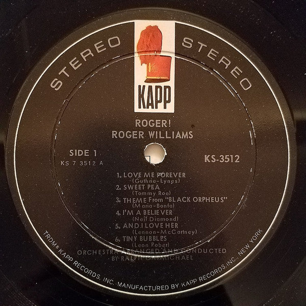 Roger Williams (2) : Roger! (LP,Album,Stereo)