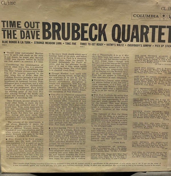 Dave Brubeck Quartet, The : Time Out (LP,Album,Mono,Repress)