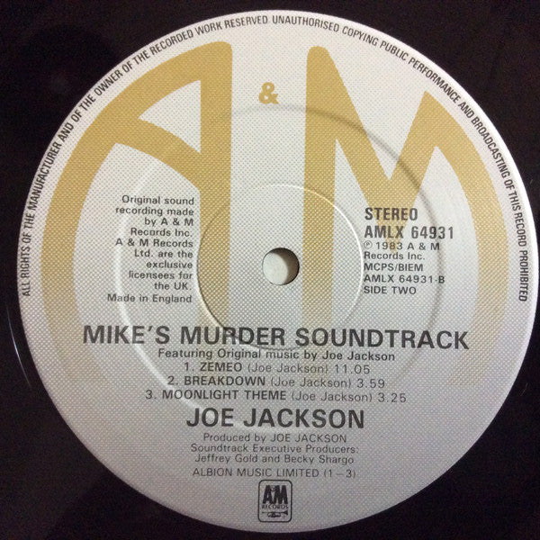 Joe Jackson : Mike's Murder Soundtrack (LP,Album,Stereo)
