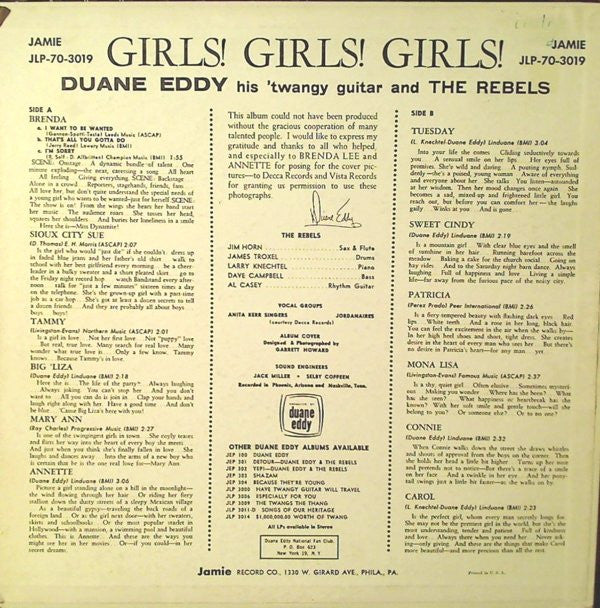 Duane Eddy : Girls! Girls! Girls! (LP,Album,Mono)